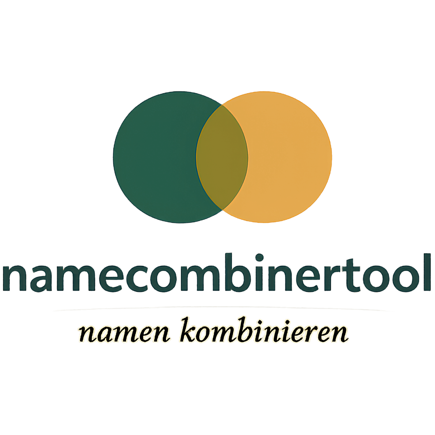 namecombinertool Logo – zwei verschmelzende Kreise in Waldgrün und Gold, Namen kombinieren